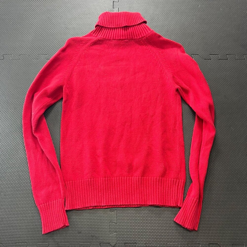 Polo Jeans Co. Ralph Lauren Red Turtleneck Sweater M 100% Cotton Embroidered Log - Picture 2 of 5